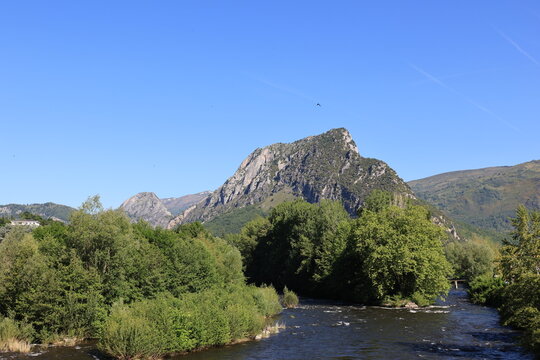 Landscape at Ariege River in Tarascon-sur-Ariege, France