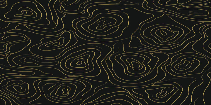 Abstract topographic map contour lines pattern on black background with topography abstract geography seamless background geometric elevation cartography navigation landscape minimalist