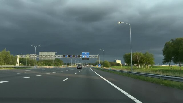 Amsterdam suburbs, Amstelveen, Suburban Dutch Highway Scene near Amsterdam