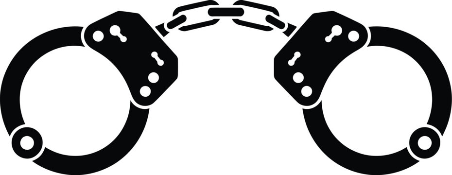 Handcuffs, vector icon set, arrest and police restraint symbols, security control and law enforcement concept, detention equipment icons, modern flat design for apps and websites