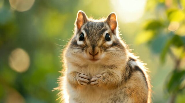 fat chipmunk close up in yellowstone national park usa golden light video