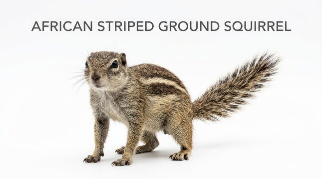 African striped ground squirrel captured in a studio portrait, showcasing its distinct markings.