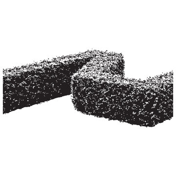 Perspective view l-shaped hedge made of small leaves, isolated on transparent background.