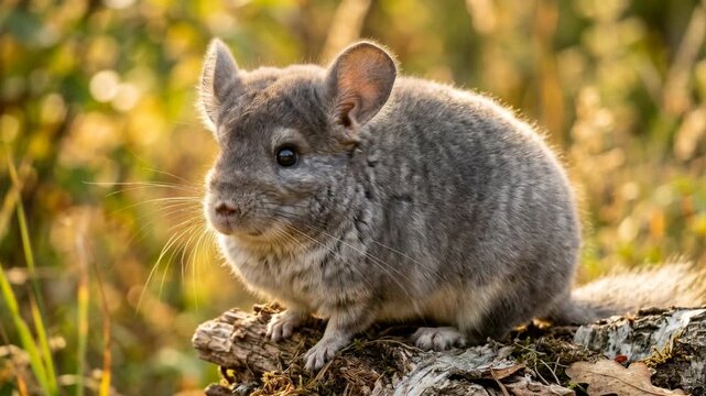 chinchilla close up in andes mountains chile golden light video