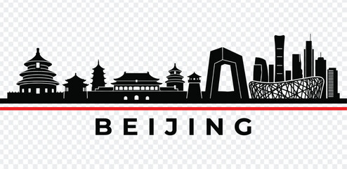 Obraz premium Beijing city skyline silhouette, vector illustration