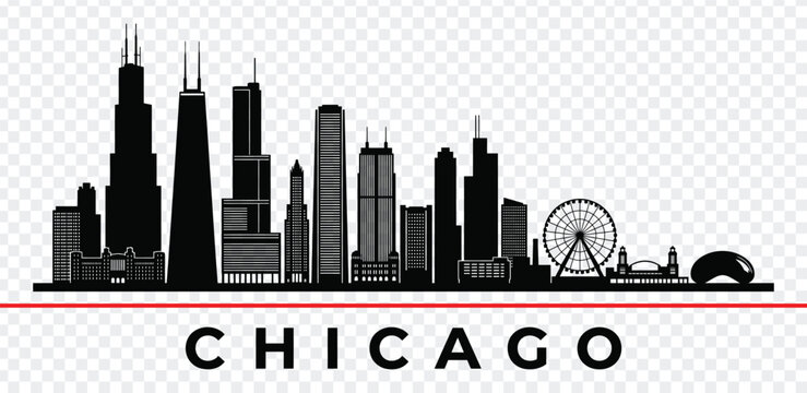 Chicago city skyline silhouette vector illustration