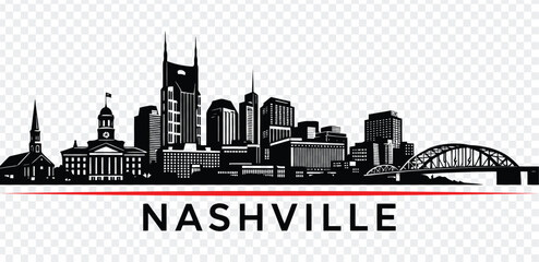 Nashville tennessee city skyline silhouette © MstSabina