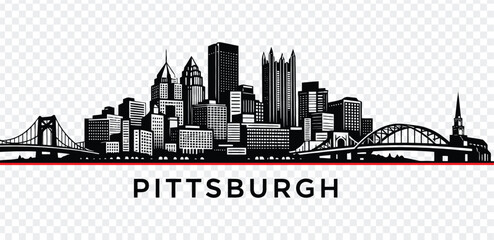 Pittsburgh city skyline silhouette vector illustration © MstSabina