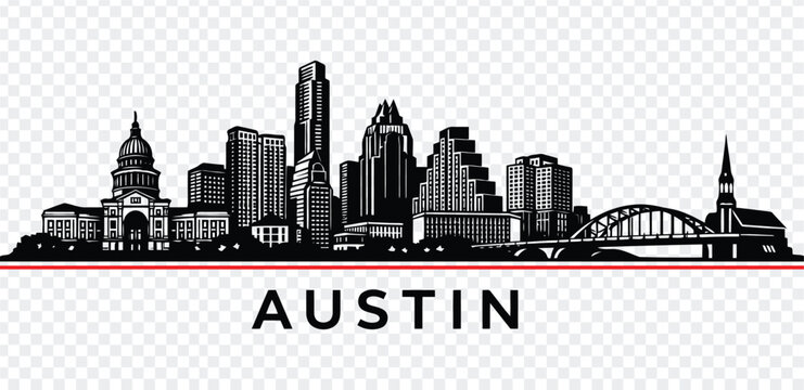 Austin texas city skyline silhouette vector illustration