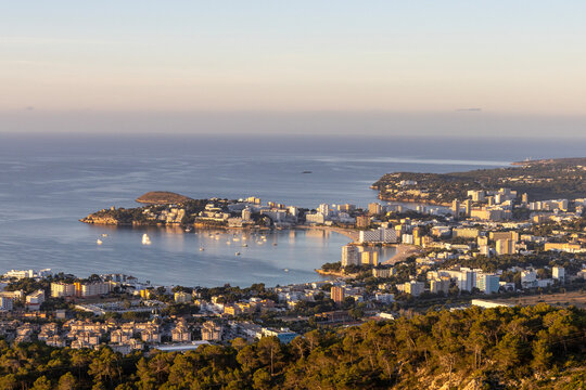 Panorama of the city of Palma Nova on the island of Mallorca, Spain.