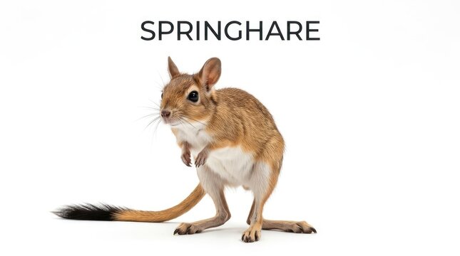 A Springhare, also known as a Cape hare, is a small rodent with long hind legs and a long tail. It is native to Africa and is known for its ability to leap long distances