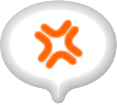 3D speech bubble with angry vein mark