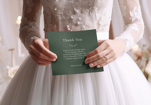 Elegant Wedding Thank You Card Mockup PSD