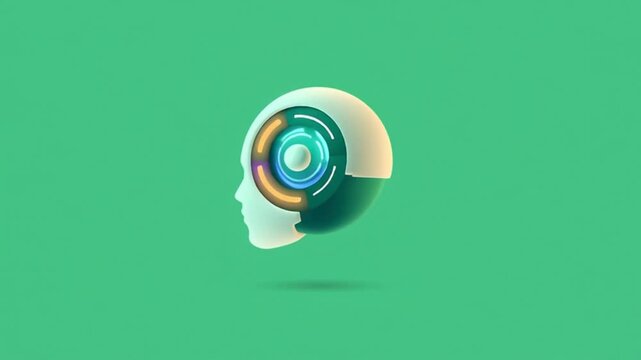 Artificial intelligence robot head icon motion graphics animation