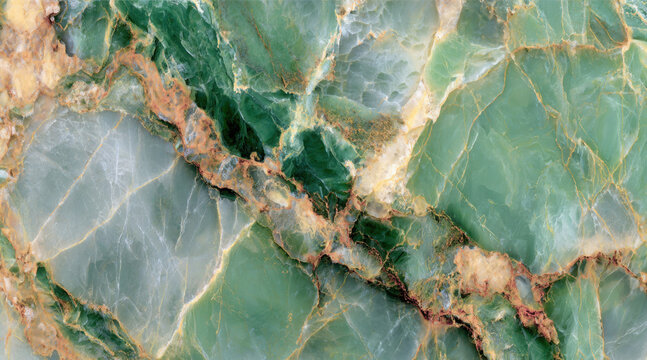 Intricate green marble veining with earthy mineral texture jade