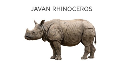 Naklejka premium Javan rhinoceros standing profile