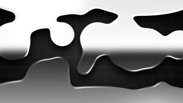Liquid mirror metal chrome morphing blobs silver clear fluid