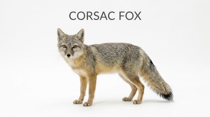 Obraz premium Corsac fox standing on white background, looking at the camera