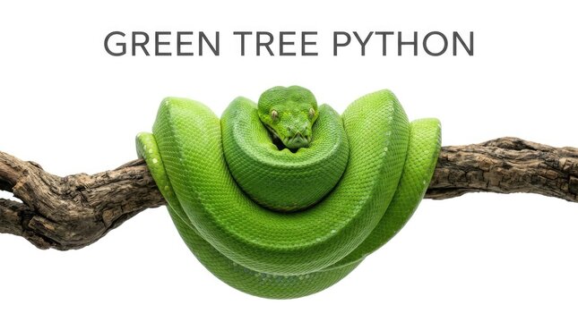 Green Tree Python coiled on a branch