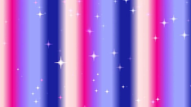 Vibrant pink and blue striped background with sparkling stars shining brightly