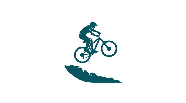 Mountain Biker Jumping Silhouette Vector