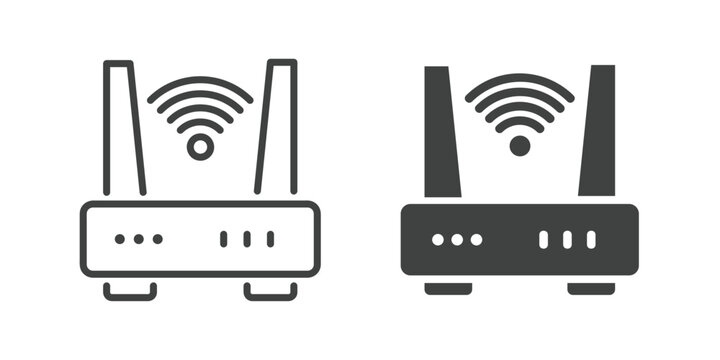 Wi-Fi Router Icon. Line and glyph solid icon