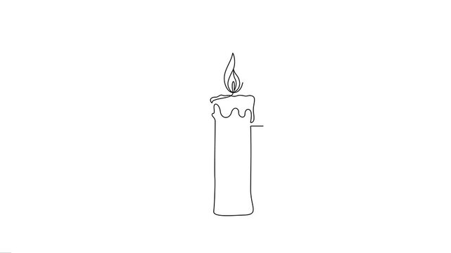 Minimalist One-Line Drawing Animation of Burning Candle Flame