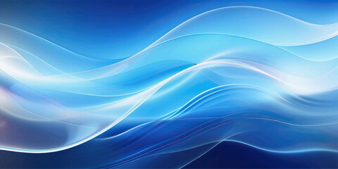 Naklejka premium Abstract waves of light in blue hues flow gracefully, creating a serene and dynamic visual texture that evokes a sense of calm and movement.
