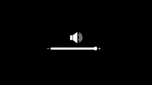 Modern speaker volume animation on black background. Volume increase screen. sound button and speaker sign. Audio volume button element for music player and media control with alpha channel
