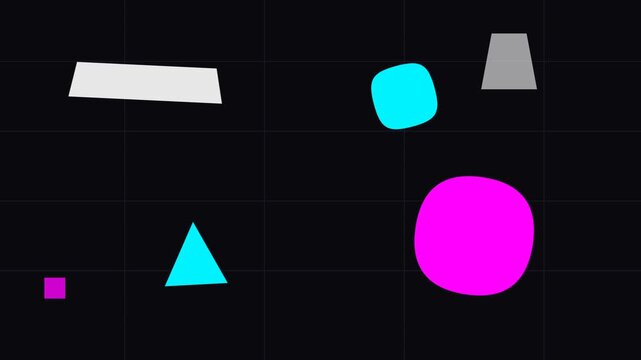 Abstract geometric shapes floating on a dark background motion graphic