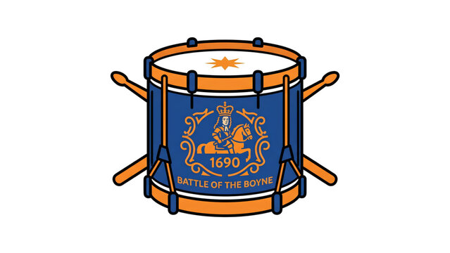 Battle of the Boyne Commemorative Drum Icon with Historical Heritage Design