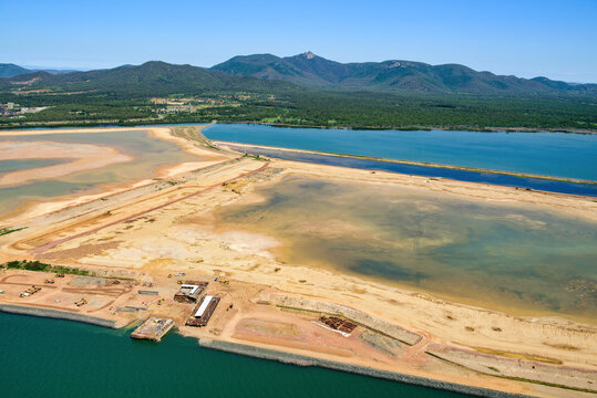 Construction barges at Fishermans Landing near Gladstone