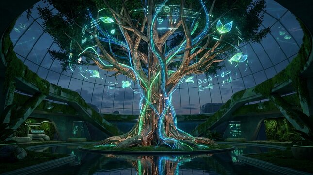 Biomimetic Tree of Intelligence Illustrating Intelligent Networks Future Computing and Digital Ecosystems