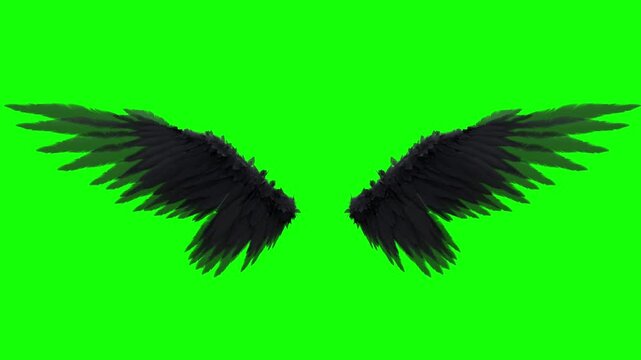 Black Demon Wings Flapping on Green Screen &ndash; Ready-to-Use VFX Asset 4K
