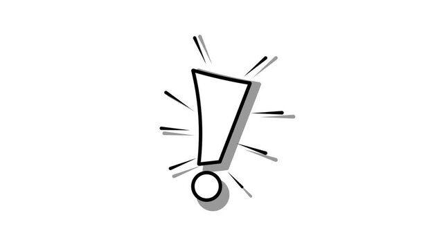 Exclamation mark animation, bold exclamation mark graphic, exclamation mark with fast motion, displayed on transparent background, 4K video.