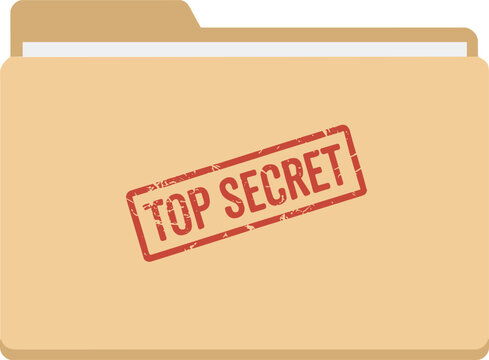 Top secret manila file folder vector illustration with a red confidential rubber stamp isolated on plain white backgroundTop secret manila file folder vector illustration with a red confidential rubbe