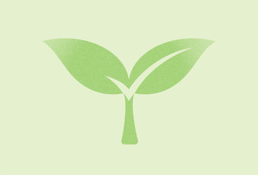 Green leaf icon with True check inner. vector illustration