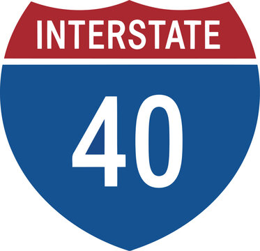 Interstate 40 highway road sign vector icon isolated on white background