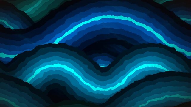 Deep ocean trench psychedelic groovy wavy liquid lines blue