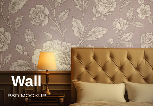 Elegant Floral Wallpaper Mockup PSD