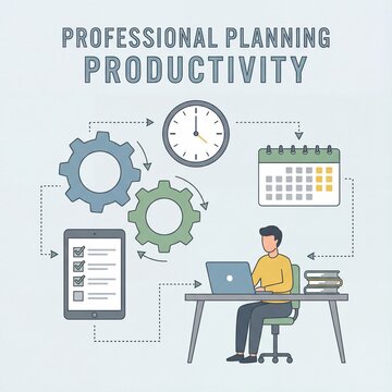 Professional Planning and Productivity Concept with Office Worker.