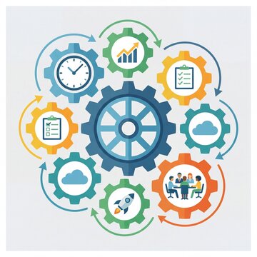 Innovative Gear and Cloud Technology Concept Illustration.