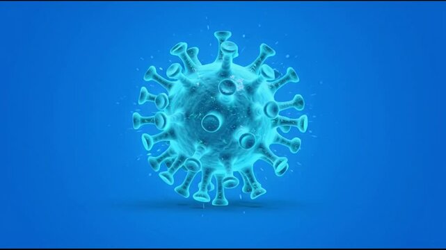 Blue virus cell model on blue.