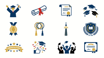 Fototapeta premium Set of Graduation Celebration and Academic Achievement Icons