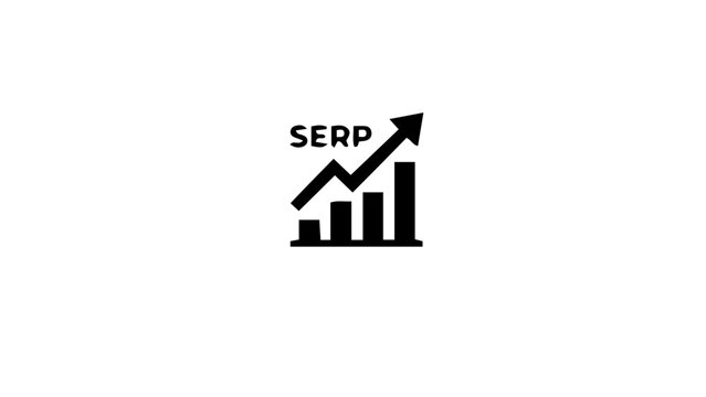 SEO optimization, SERP ranking, vector icon, business growth chart, search engine result page