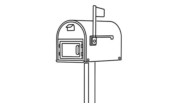 Black and white illustration of a parking meter on a pole.