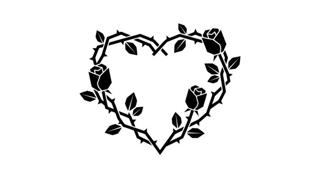 Heart Shaped Rose Vine Vector Illustration