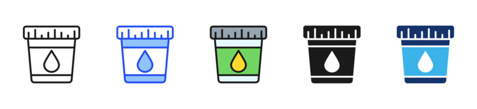Urine Sample Icon Collection With Multiple Styles