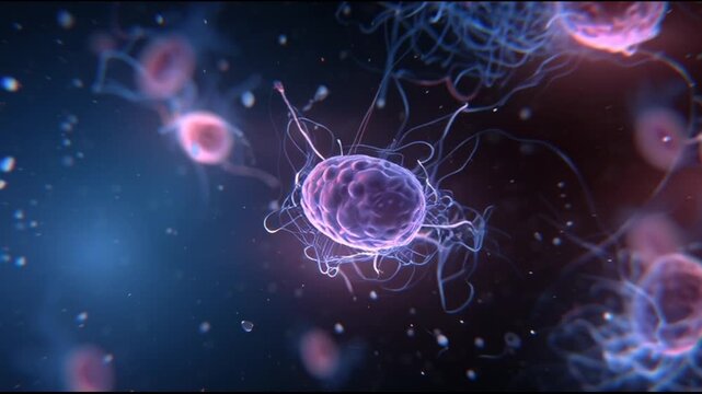 Microscopic bacteria cells in motion.