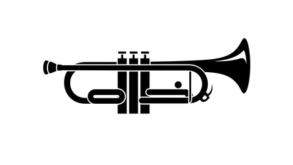 Obraz premium Black and white line art illustration of a trumpet.